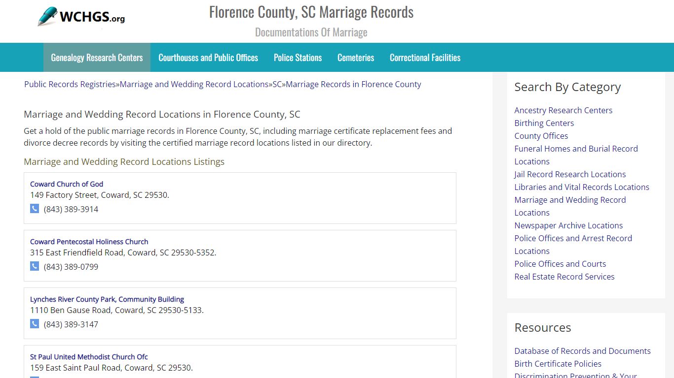 Florence County, SC Marriage Records - Documentations Of Marriage